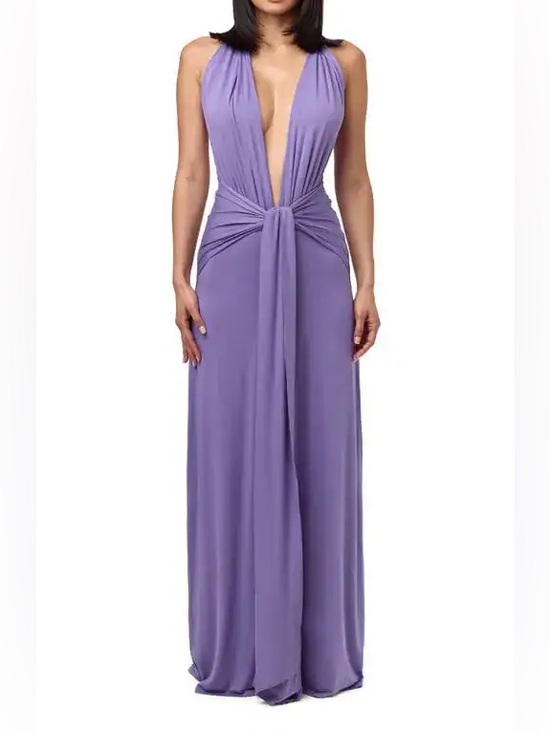 naked wardrobe Dresses & Skirts - Naked Wardrobe Plunge Halter Maxi Dress Violet L NWOT
